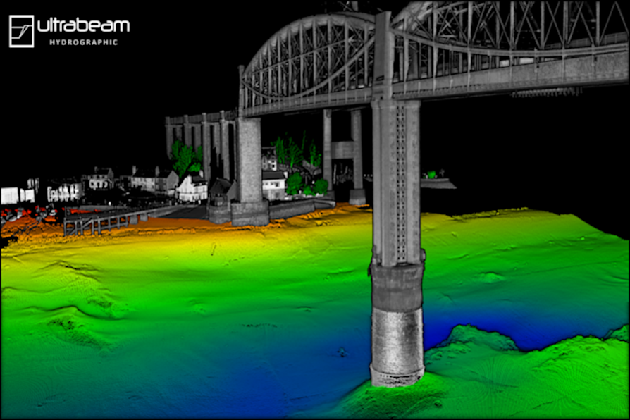 Underwater seabed topography of Royal Albert Bridge